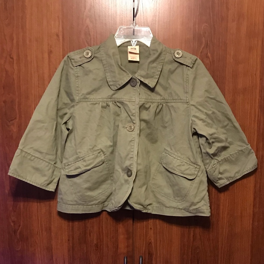 OLIVE GREEN CROP JACKET, Sz M
